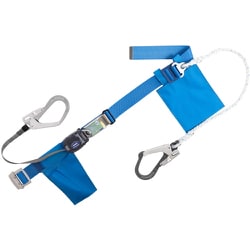 TSUYORON 胴ベルト型墜落制止用器具（巻取タイプ）補助ロープ2丁掛け仕様 ロック機構なし リトライト＋ロープ式補助ロープ 青 Lサイズ 幅50MM×長さ1400MM TB-RL-2-593S-BL4-L-JAN-BP