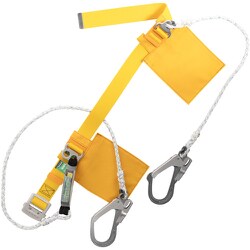 TSUYORON 胴ベルト型墜落制止用器具（ロープタイプ）補助ロープ2丁掛け仕様 セフライト 黄 Mサイズ 幅50MM×1200MM TB-SAF-2-593S-Y-M-JAN-BP