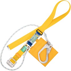 TSUYORON 胴ベルト型墜落制止用器具（ロープタイプ）セフライト（三つ打ちロープ）黄 LLサイズ 幅50MM×長さ1600MM 130KG対応型 TB-SAF-593-Y-LL（130KG）-JAN-BX