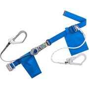 TSUYORON 胴ベルト型墜落制止用器具（巻取タイプ）補助ロープ2丁掛け仕様 ロック機構付き2WAYリトラ＋ロープ式補助ロープ 青 Lサイズ 幅50MM×長さ1400MM TB-TRL-2-593S-BL4-L-JAN-BP