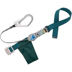 TSUYORON 胴ベルト型墜落制止用器具（巻取タイプ）ロック機構付き 2WAYリトライト 青緑 Mサイズ 幅50MM×長さ1200MM TB-TRL-593-BG-M-JAN-BX