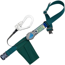 TSUYORON 胴ベルト型墜落制止用器具（巻取タイプ）ロック機構付き 2WAYリトラ 青緑 LLサイズ 幅50MM×長さ1600MM 130KG対応型 ワンタッチバックル仕様 TBTRLOT593BGLL（130KG）JANBP