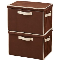 重ねて使える下扉整理箱2個set ブラウン 1007972