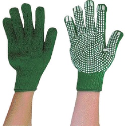 カラーナイロン軍手 緑 すべり止め付き 11