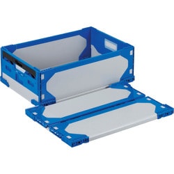 リットハイブリッド折りたたみコンテナ 611532 LT-RS-SS47グレー/ダークブルー630×420×216 LTRSSS47GYDB630X420X216