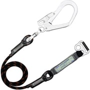 TSUYORON 胴ベルト型墜落制止用器具用ランヤード(ロープタイプ)Gブレード(黒)ショックアブソーバ+B環FL-68・フックFS-93SV D環止めなし TBL-AB-GB593SV-BK-N-JAN-BP