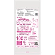 サンキョウプラ バイオマスプラスチック 25％配合レジ袋25号100枚 薄手ブロック有 半透明 BPRHK-25