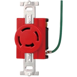 明工 接地3P 20A 引掛埋込コンセント（接地リード線付）（赤） MH2876R-1
