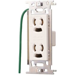 明工 ML抜け止め接地ダブルコンセント(接地リード線付)(白) ML1283WW-1