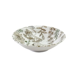 フラワーパターン サラダボウル シリアルボウル 皿 M 直径約16×深さ4cm /軽量食器/食洗機対応/電子レンジ対応/ ブラウン 111180