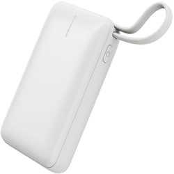 リン酸鉄リチウムイオン電池使用 ケーブル一体型 モバイルバッテリー 10000mAh ホワイト HD-MB10000CRSLSWH