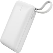 リン酸鉄リチウムイオン電池使用 ケーブル一体型 モバイルバッテリー 10000mAh ホワイト HD-MB10000CRSLSWH