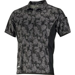 8847 冷感プリント半袖ポロシャツ Hブラック M 8847-91-M