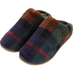 チェックファー スリッパ L 25～27 ネイビー GS6115-07NV