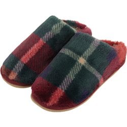 チェックファー スリッパ M 23～24.5 レッド GS6115-06R