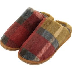 チェックファー スリッパ M 23～24.5 イエロー GS6115-06Y