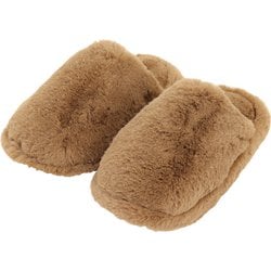 バルーンスリッパ ファー 無地 L 25～27 ベージュ GS6113-07BE