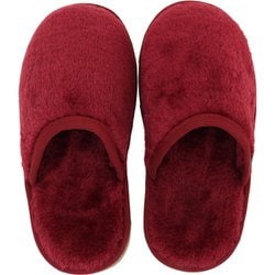 スタンダードスリッパ ファー 無地 L25～27 レッド GS6114-07R