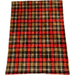 チェックファーブランケット 140×190 ブラウン 洗える GJ6115-33BR