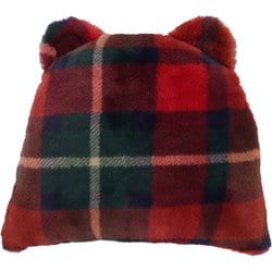 チェックファー ベアクッション 32×40 レッド LS6005-07R