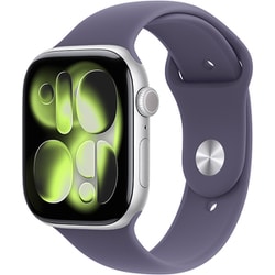 Apple Watch Series 11（GPSモデル）- 46mmシルバーアルミニウムケースとパープルフォグスポーツバンド - S/M MEV94J/A