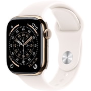 Apple Watch Series 11(GPS + Cellularモデル)- 42mmゴールドチタニウムケースとライトブラッシュスポーツバンド - M/L MF8X4J/A