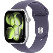 Apple Watch Series 11(GPS + Cellularモデル)- 46mmシルバーアルミニウムケースとパープルフォグスポーツバンド - M/L MFCR4J/A