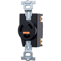 明工 接地2P 20A 引掛埋込コンセント（黒）（L6-20R 準拠） MH8724