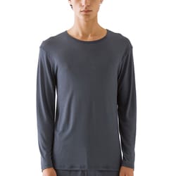 長袖インナー 肌着 クルーネック 薄手 ストレッチ 吸湿発熱 冬の汗冷え防止 メンズ グレイッシュブラウン Mサイズ MHA408PY