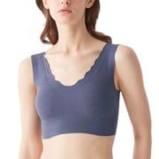 ノンワイヤーブラジャー 完全無縫製 綿混 ハーフトップ【完全無縫製】 ミステイブルー Mサイズ KL2055PY
