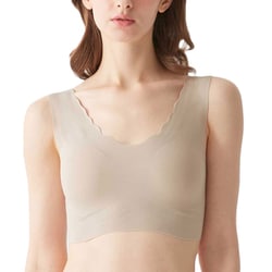 ノンワイヤーブラジャー 完全無縫製 綿混 ハーフトップ【完全無縫製】 ベージュ Lサイズ KL2055PY