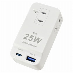 発煙ガードUSB付タップ 3個口 PD25W対応 USB Type-A＆Cポート付き HS-A3U1C1H-W