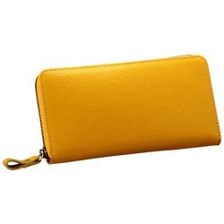 牛革 コインが分けられる長財布 イエロー 377418