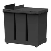 ゴミ箱 20L×3個 棚下で使える 両開き 3分別ワゴン プッシュダスト 袋止め付き ブラック