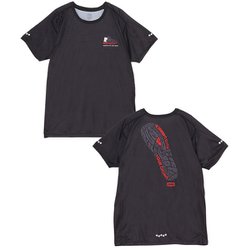 ランニングフットプリントTシャツ メンズ ランニングウェア シャツ Black（K001） Lサイズ CH01-2639