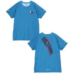 ランニングフットプリントTシャツ メンズ ランニングウェア シャツ Blue（A001） Mサイズ CH01-2639