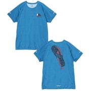 ランニングフットプリントTシャツ メンズ ランニングウェア シャツ Blue（A001） Mサイズ CH01-2639