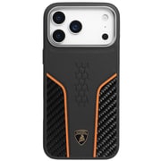 iPhone 17 Pro用 ケース 高級 本革＆カーボン バックカバー Magsafe充電対応 オレンジライン LB-TPUPCMIP17P-HU/D21-OE