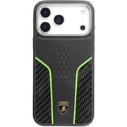 iPhone 17 Pro用 ケース 高級 本革＆カーボン バックカバー Magsafe充電対応 グリーンライン LB-TPUPCMIP17P-HU/D21-GN