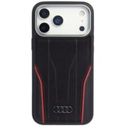 iPhone 17 Pro用 ケース 高級 アルカンターラ＆本革 バックカバー Magsafe充電対応 AU-TPUPCMIP17P-R8/D3-RD