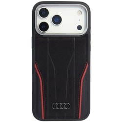 iPhone 17 Pro Max用 ケース 高級 アルカンターラ＆本革 バックカバー Magsafe充電対応 AU-TPUPCMIP17PM-R8/D3-RD