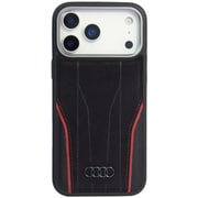iPhone 17 Pro Max用 ケース 高級 アルカンターラ＆本革 バックカバー Magsafe充電対応 AU-TPUPCMIP17PM-R8/D3-RD