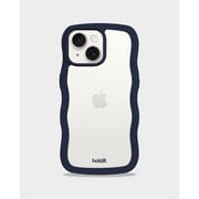 iPhone 16e/15/14/13用 ケース Wavy Case 背面クリア耐衝撃 Midnight Blue/Transparent 17026