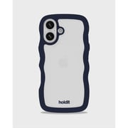 iPhone 16用ケース Wavy Case 背面クリア耐衝撃 Midnight Blue/Transparent 17027