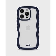 iPhone 16 Pro用ケース Wavy Case 背面クリア耐衝撃 Midnight Blue/Transparent 17028