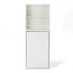 隠せる本棚 スリム設計 コミック約200冊 ディスプレイラック 隠す収納 高さ調整 上部9段階調整 下部12段階調整 可動バー マグネット扉 ワンタッチ開閉 お客様組立て HKH-400-W