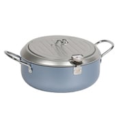 天ぷら鍋 24cm IH対応 鉄製 バット蓋付き 温度計付き ブルー POTP-24BL-SLBL