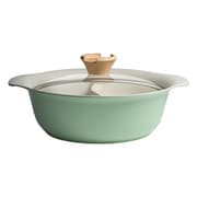 仕切り鍋 20cm IH対応 セラミック加工 二食鍋 グリーン PO2S-20WC-GN