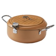 天ぷら鍋 24cm IH対応 鉄製 バット蓋付き 温度計付き ゴールド POTP-24B-GL