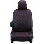 シートカバー 1・2列目のみ キャラバンワゴン/キャラバン（福祉車両）キルト ブラック×レッドステッチ 15ENB5292D